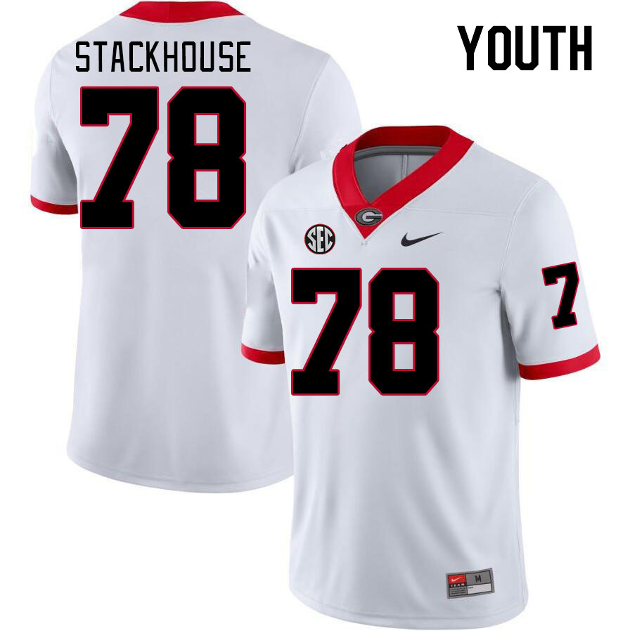 Georgia Bulldogs Youth Nazir Stackhouse #78 White Stitched College UGA Football Jersey 23VV010GJ